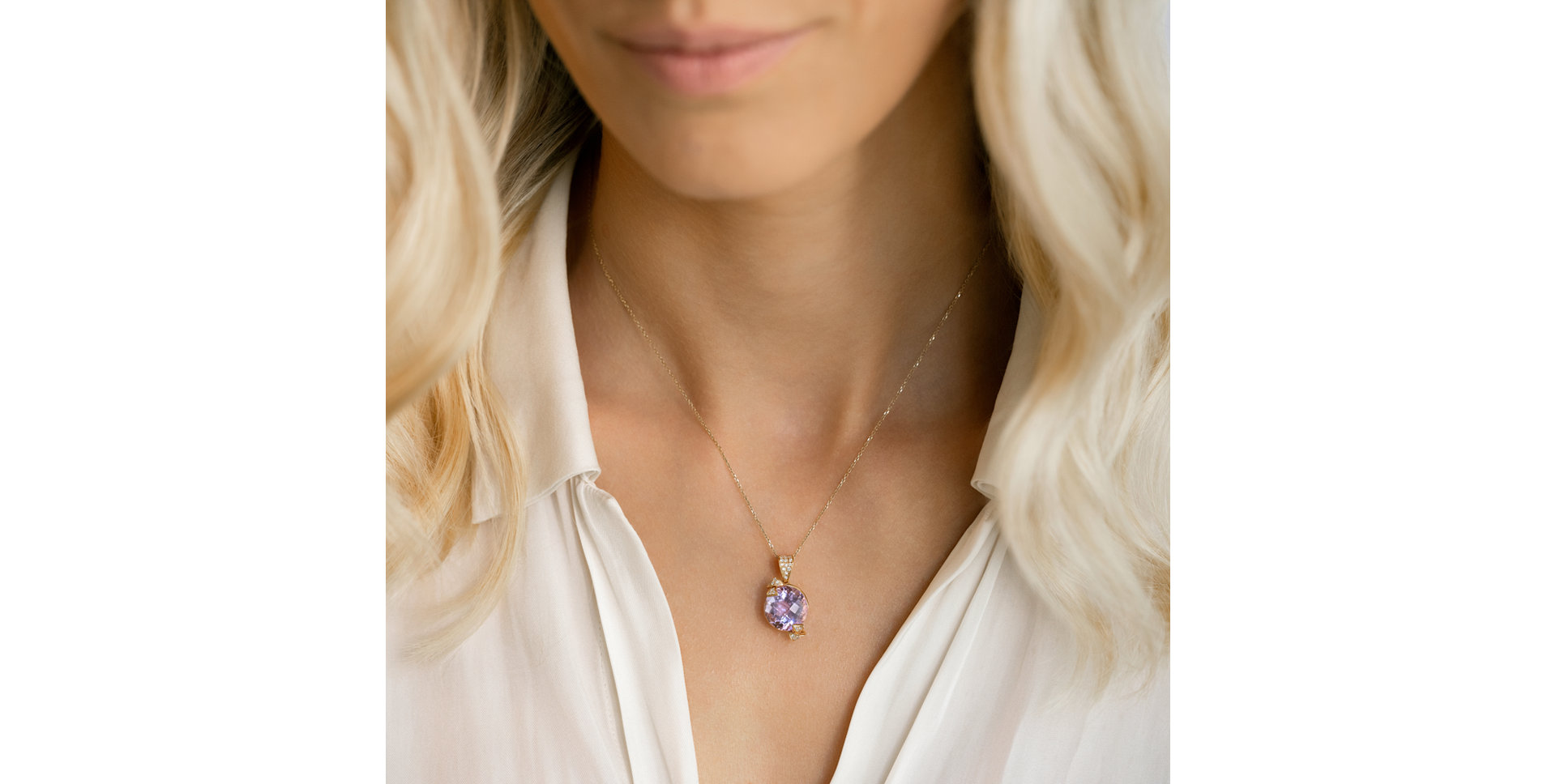 Diamond pendant with Amethyst Pristine Myth