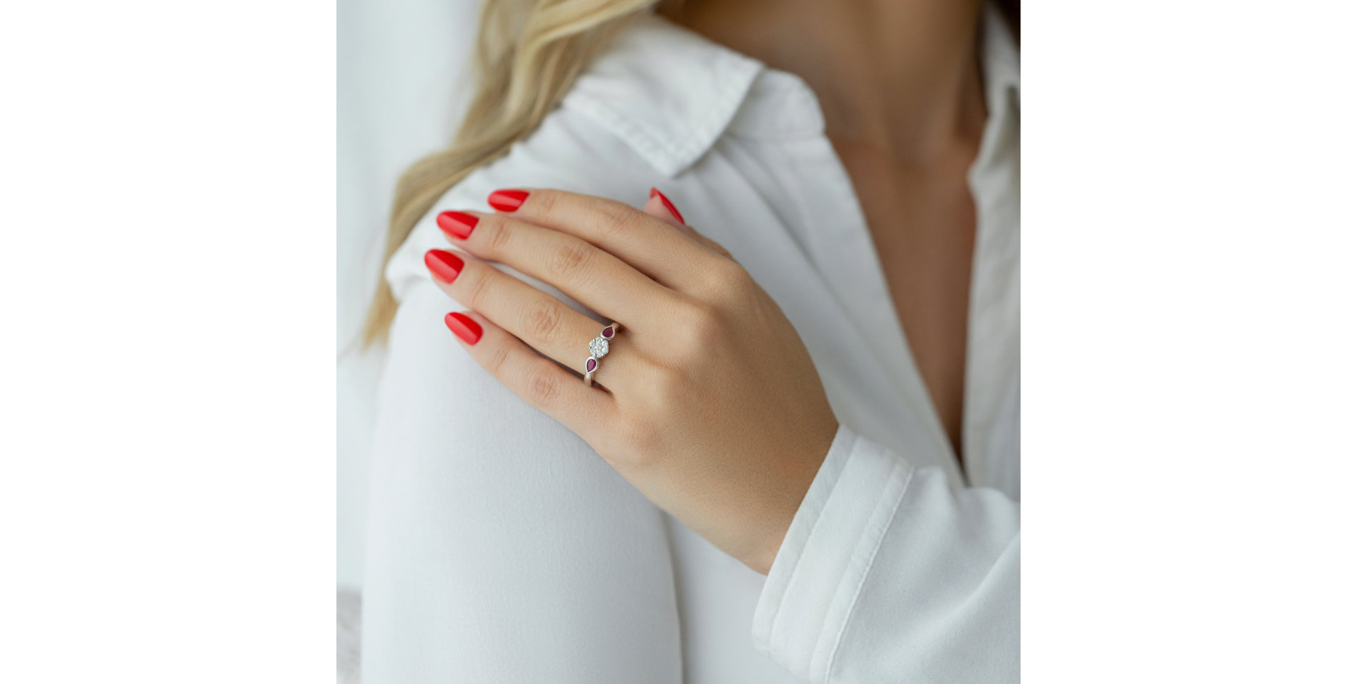 Diamond ring with Ruby Heaven Princess