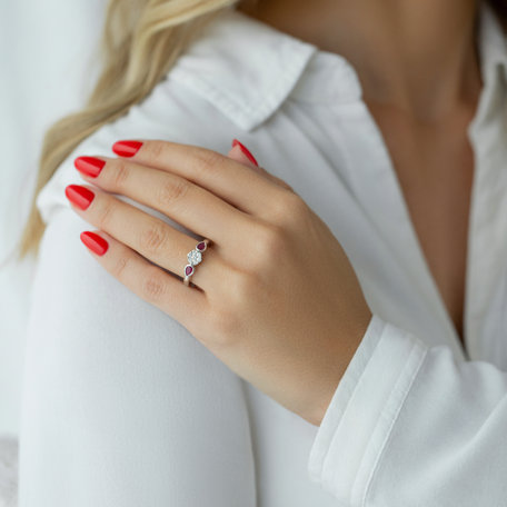 Diamond ring with Ruby Heaven Princess