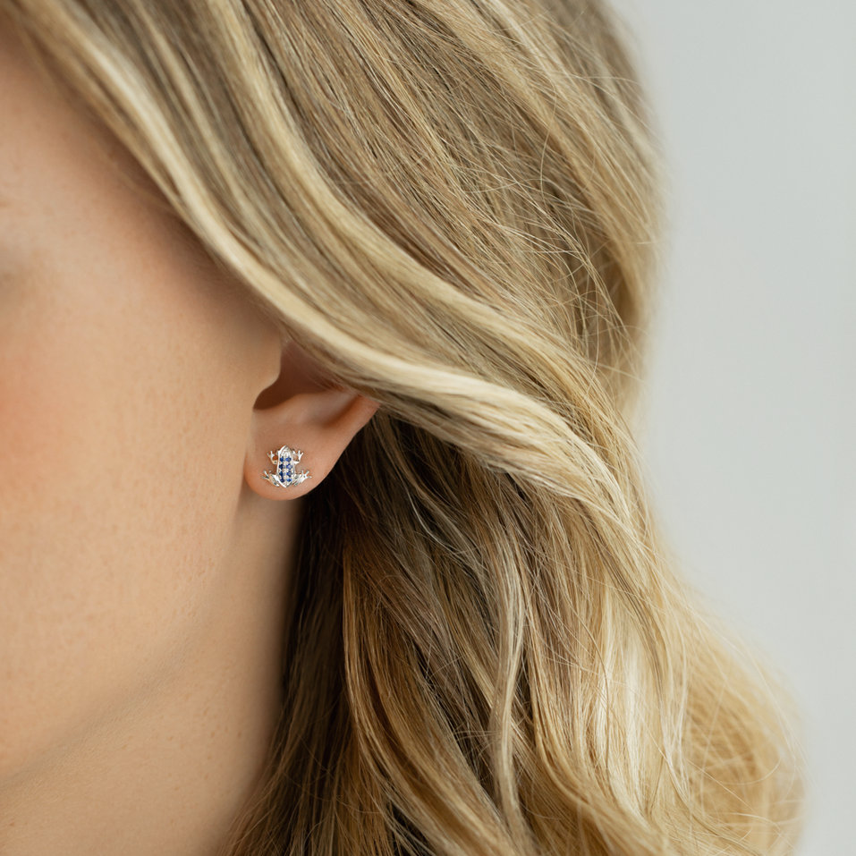 Diamond earrings, Sapphire and Ruby Happy Frog