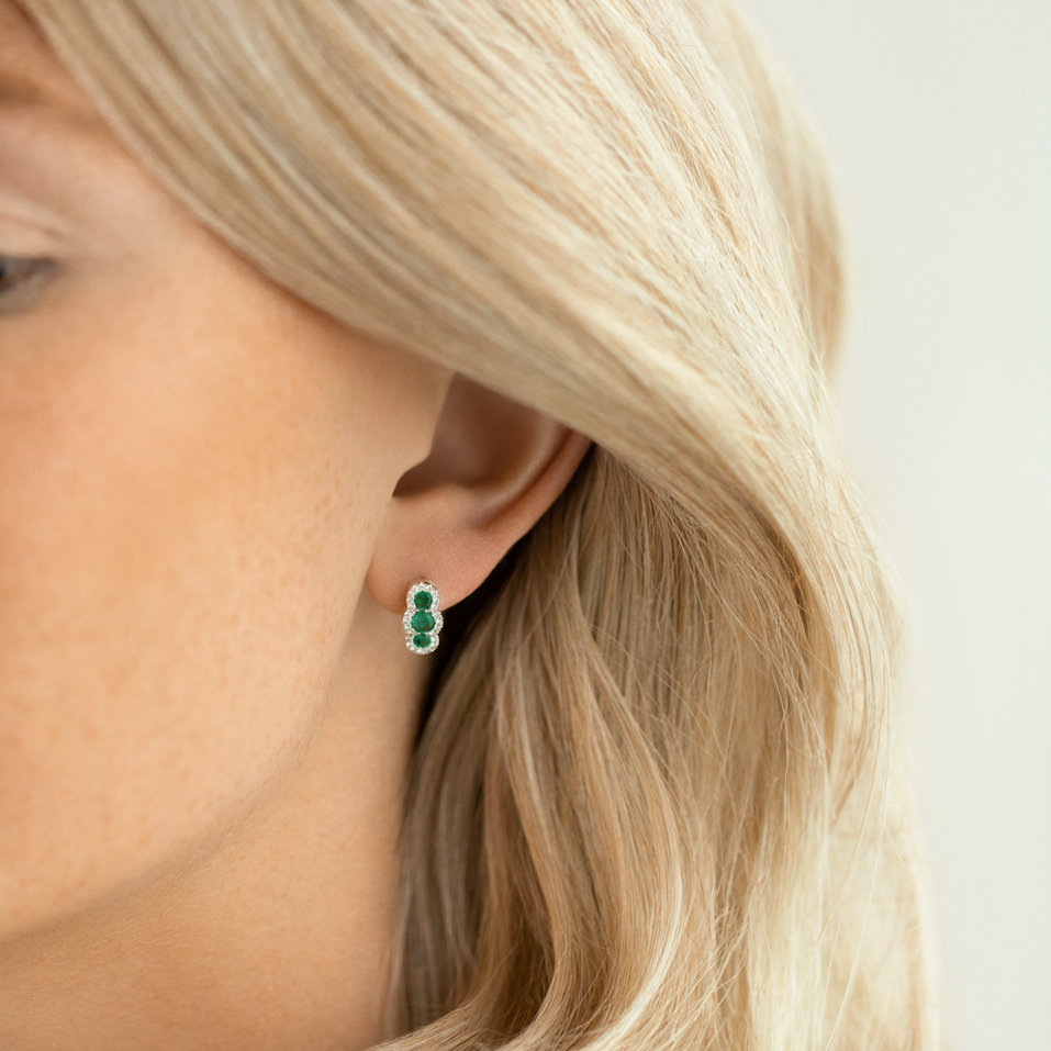 Diamond earrings with Emerald Nora