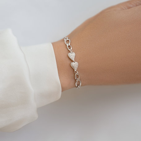 Bracelet with diamonds Falling Hearts