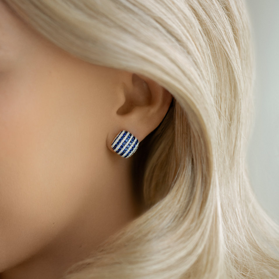 Diamond earrings and Sapphire Blue Delight