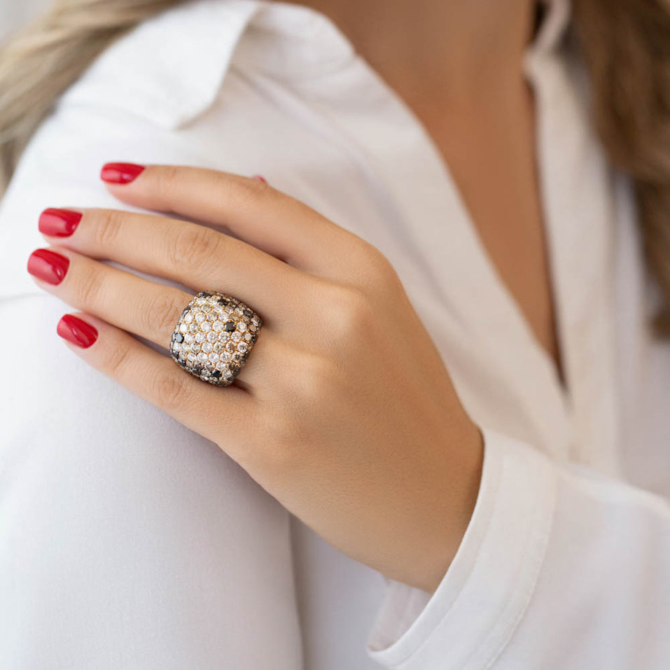 Diamond ring with white, black and brown diamonds Phoenix