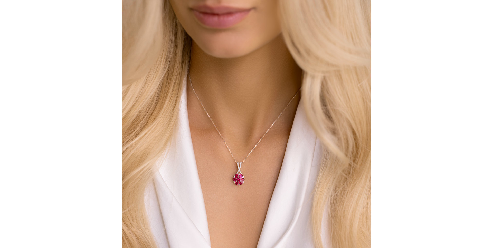 Diamond pendant with Ruby Blooming of the Dot