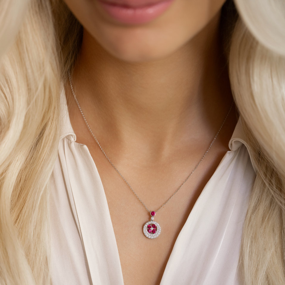 Diamond necklace with Sapphire Flower of Spring
