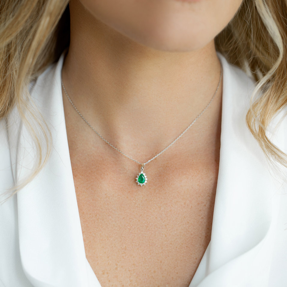 Diamond pendant with Emerald Space Splendor