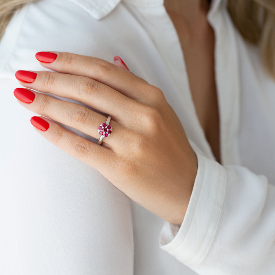 Diamond ring with Ruby Divine Blossom