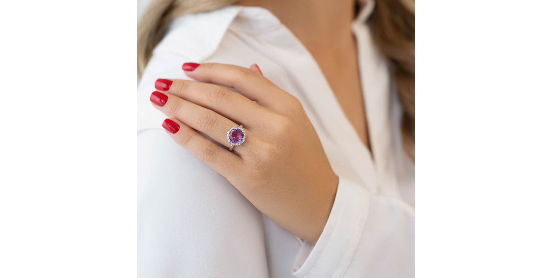 Diamond rings with Amethyst Feé