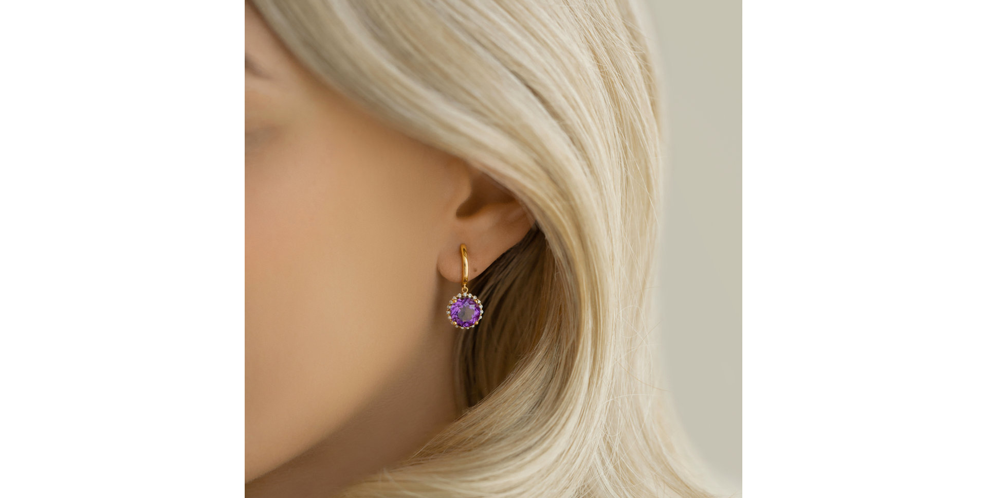 Diamond earrings with Amethyst Imaginary Home