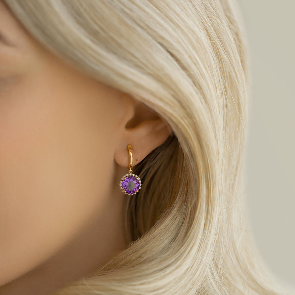 Diamond earrings with Amethyst Imaginary Home
