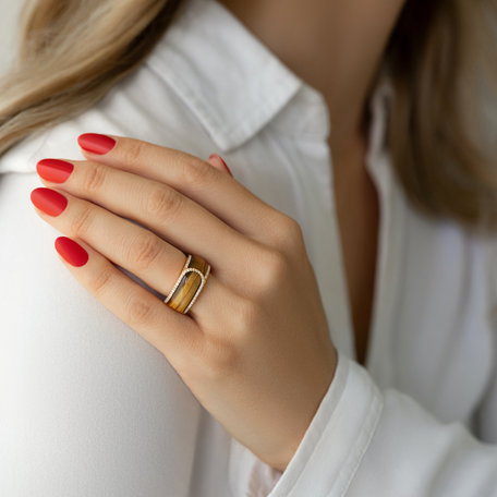 Diamond ring with Tiger Eye Imogen