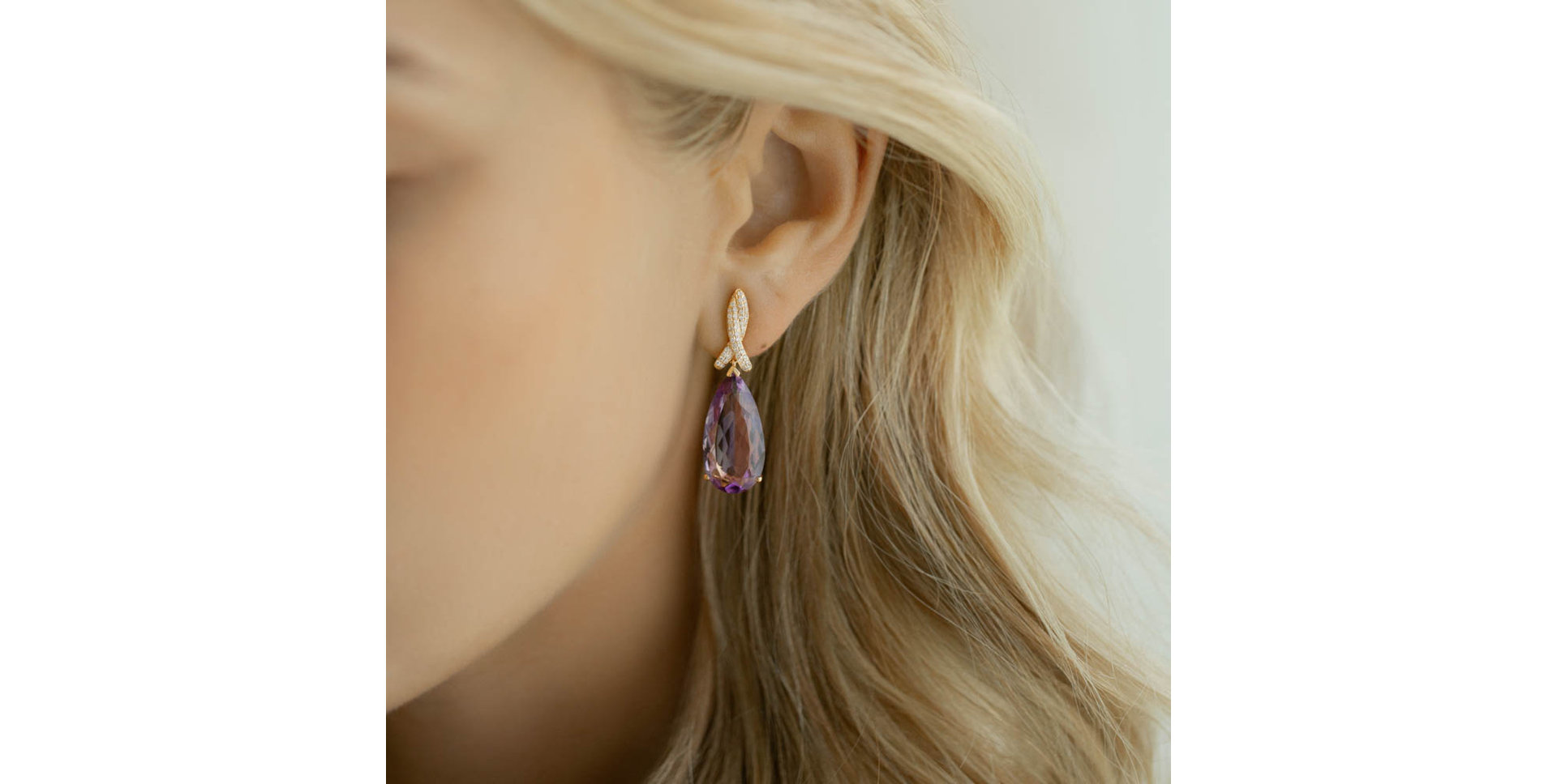 Diamond earrings with Amethyst Siddharth
