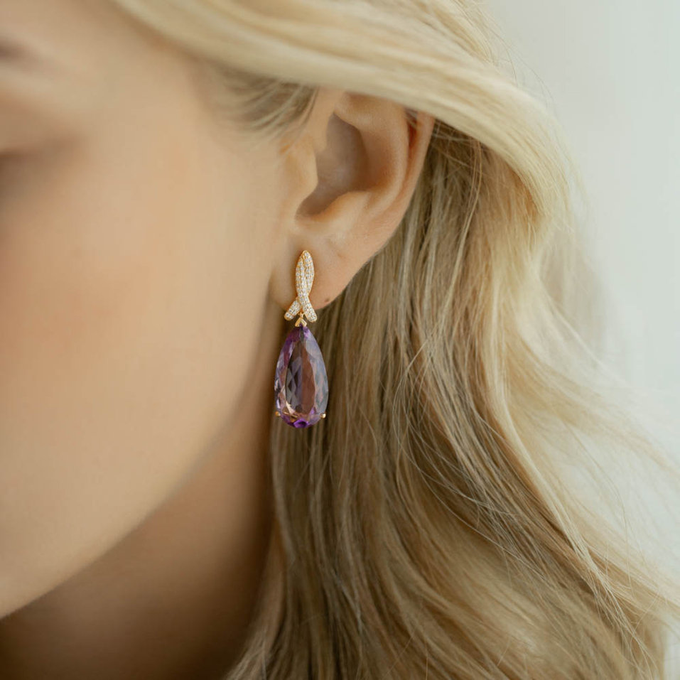 Diamond earrings with Amethyst Siddharth