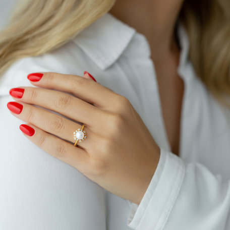 Diamond ring with Pearl Nautical Adventure