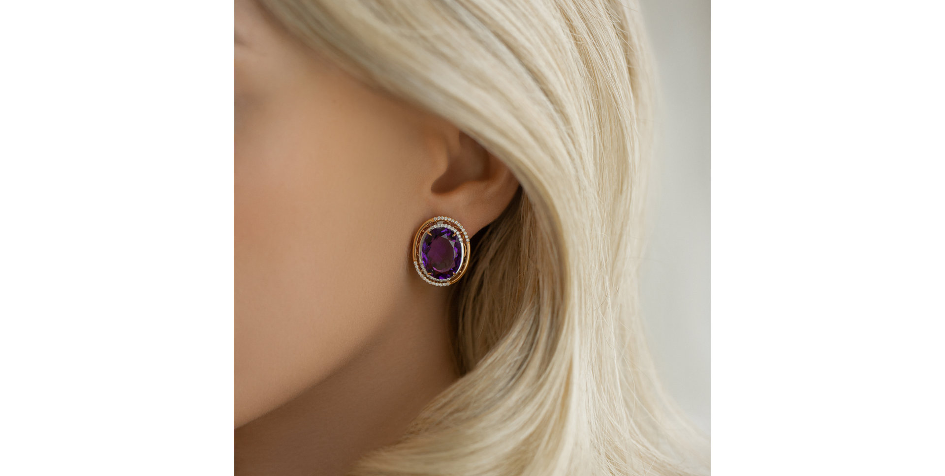 Diamond earrings with Amethyst Velonara