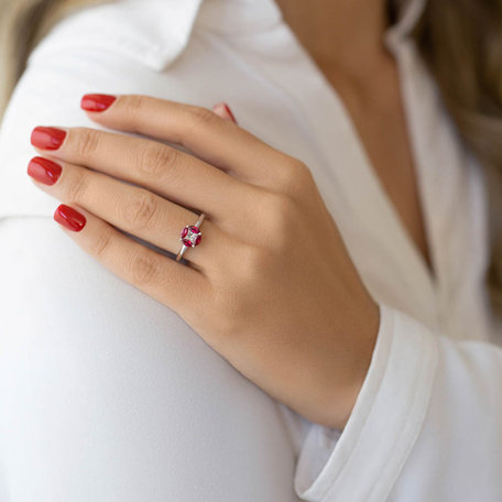 Diamond ring with Ruby Princess Passion