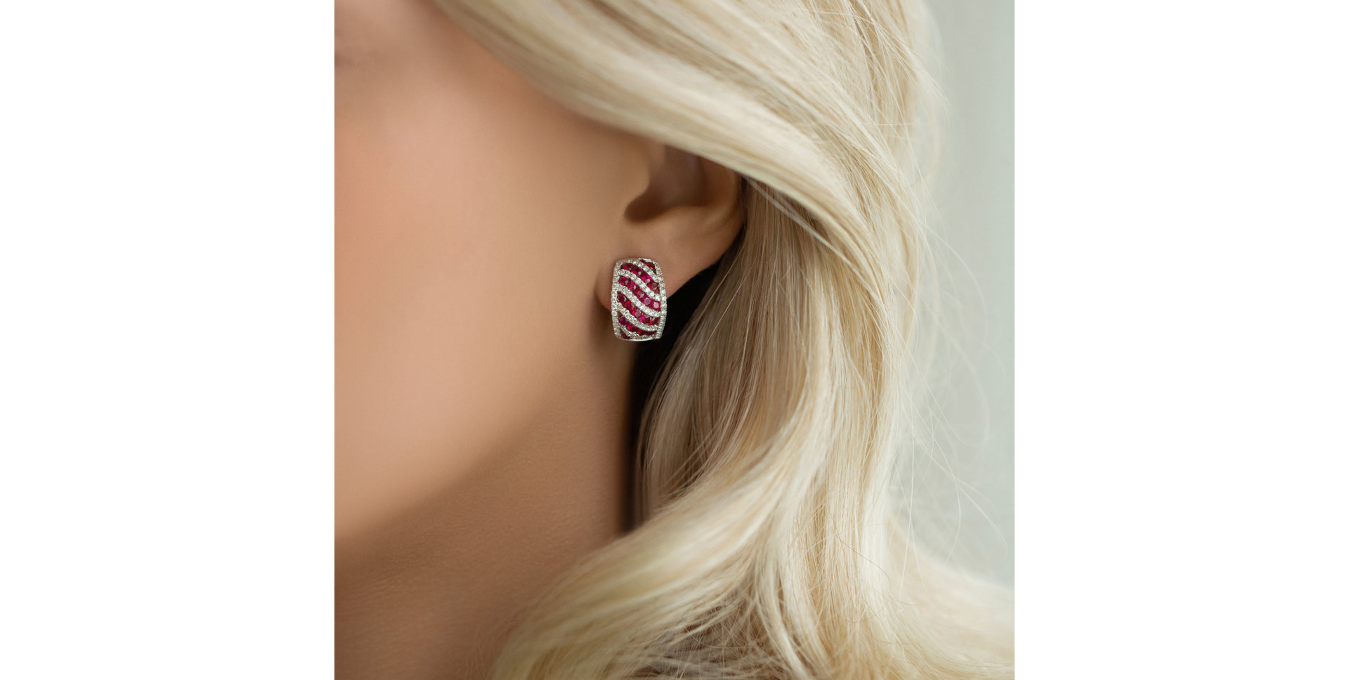 Diamond earrings and Ruby Cassia