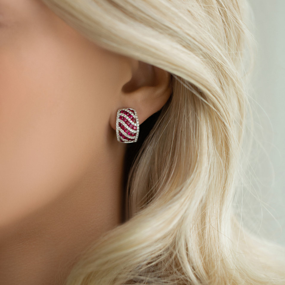 Diamond earrings and Ruby Cassia