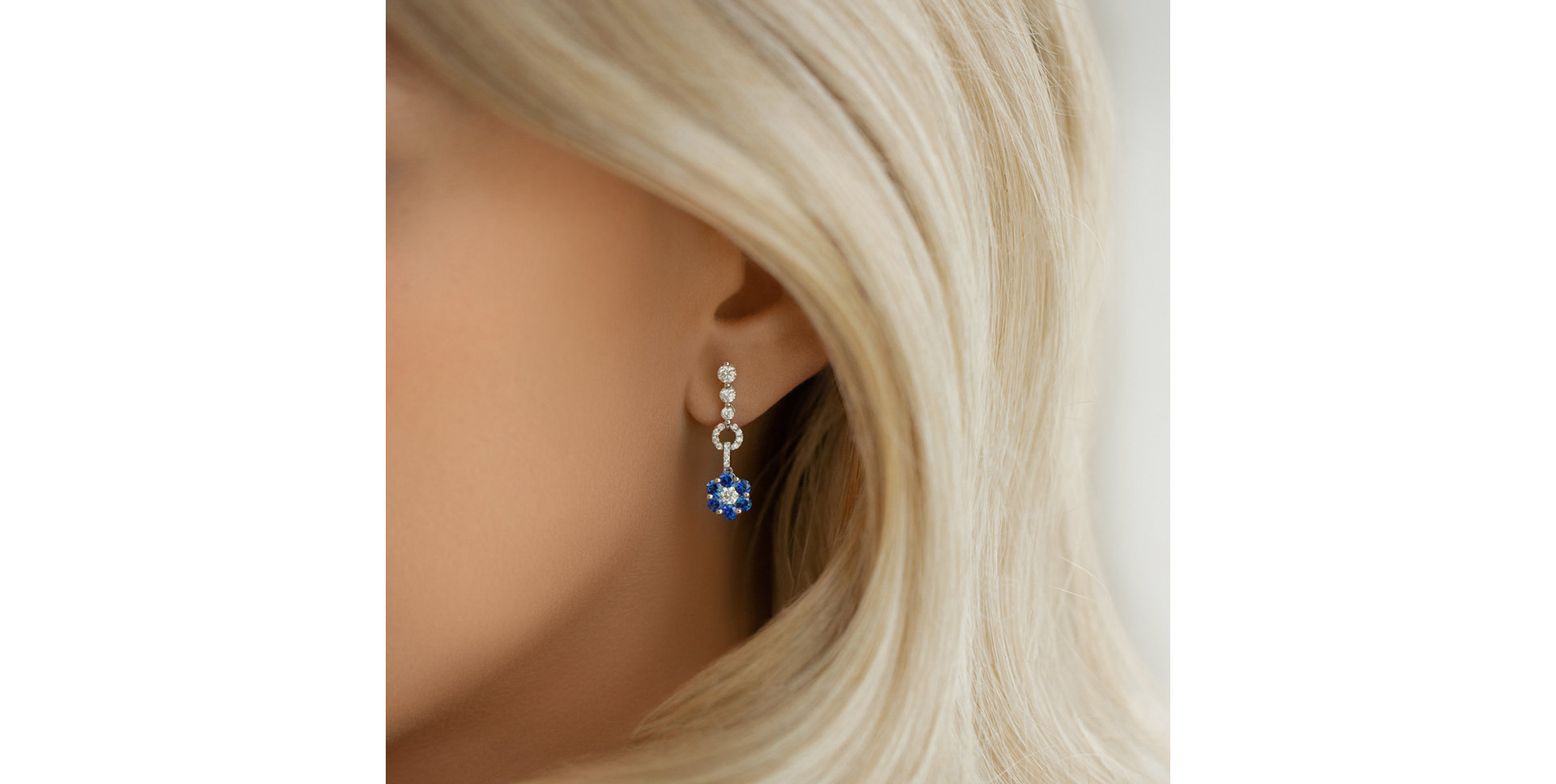 Diamond earrings and Sapphire Blue Sin
