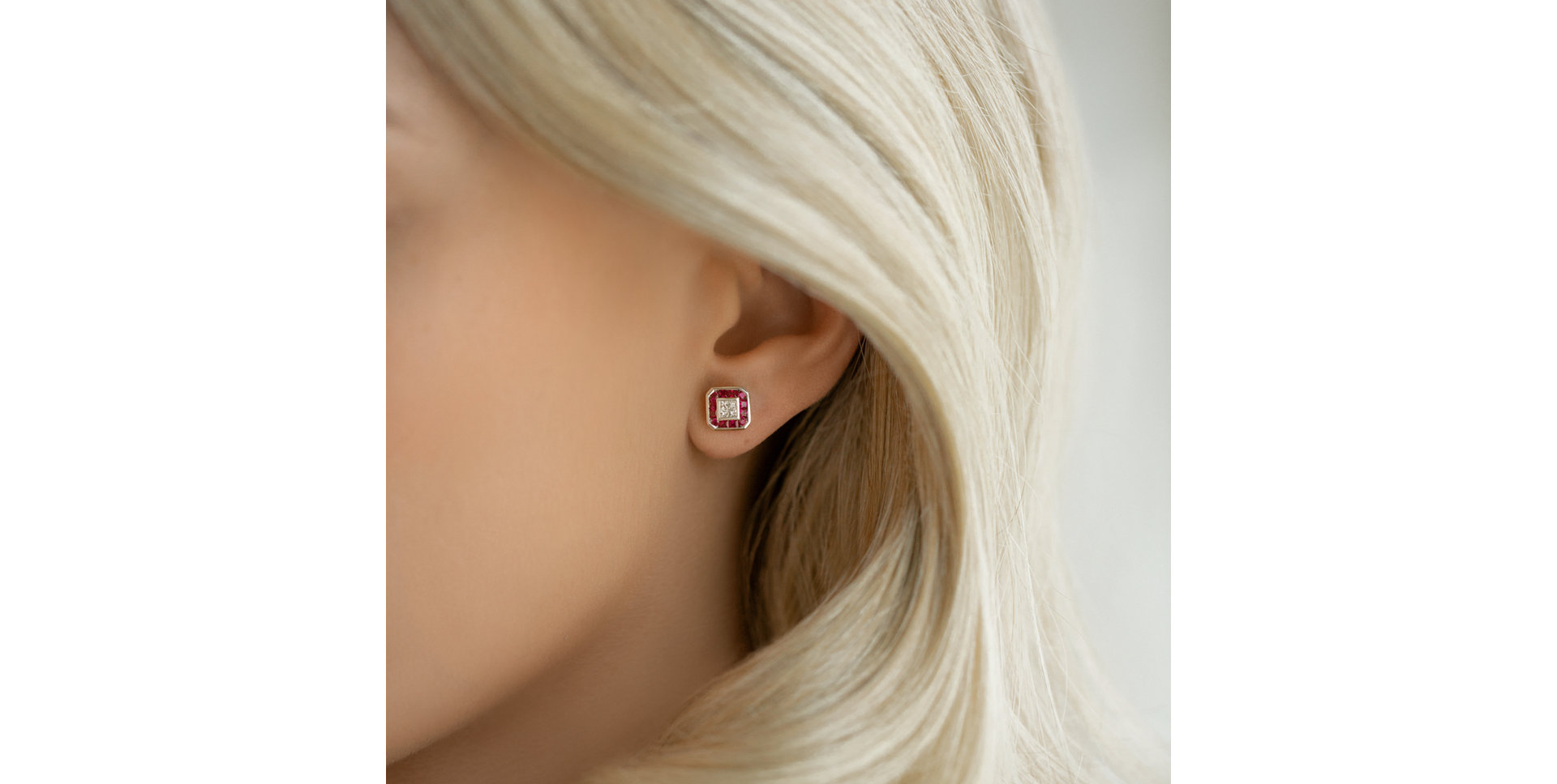 Diamond earrings and Ruby Dabria