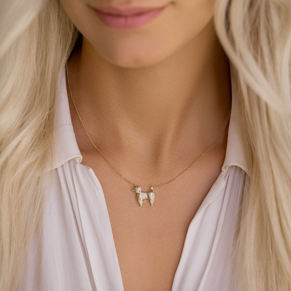 Necklace with black and white diamonds Little Poodle