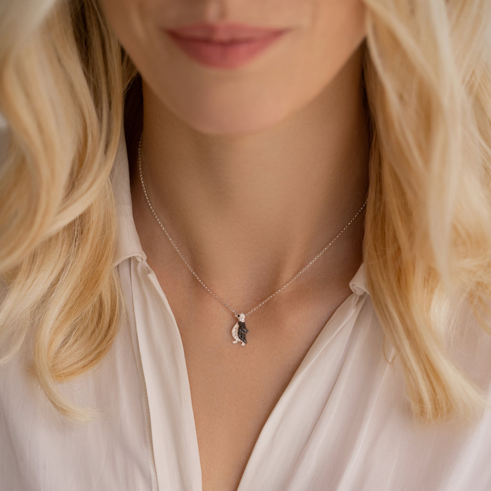 Necklace with black diamonds Glossy Penguin