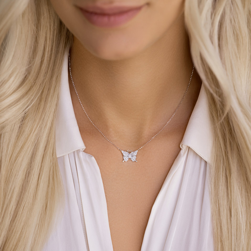 Diamond necklace Monogram Butterfly