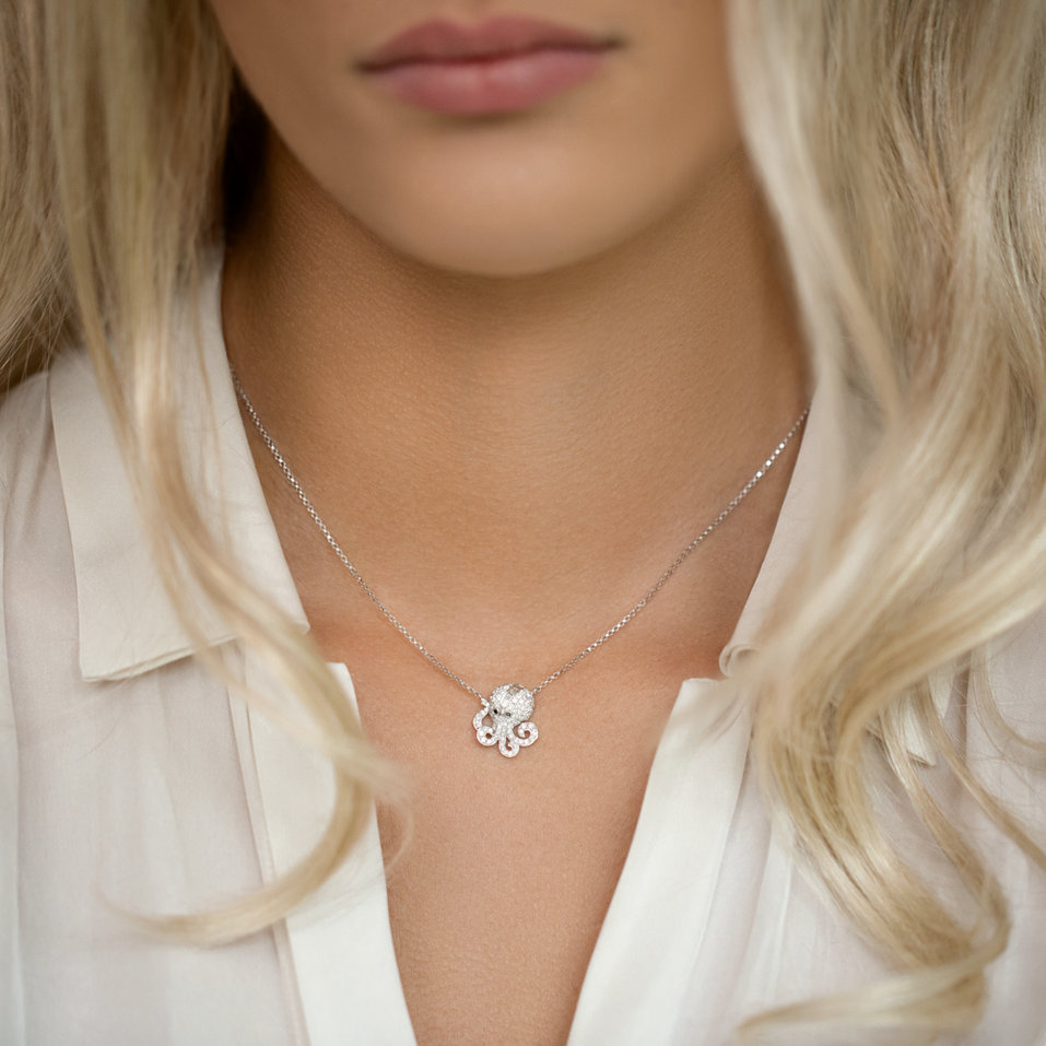 Necklace with black and white diamonds Miss Octopus