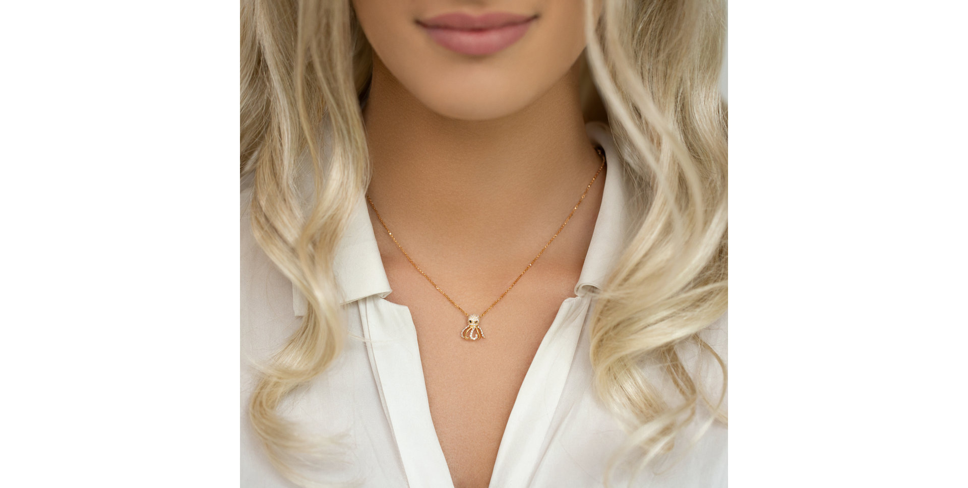 Necklace with black and white diamonds Mister Octopus