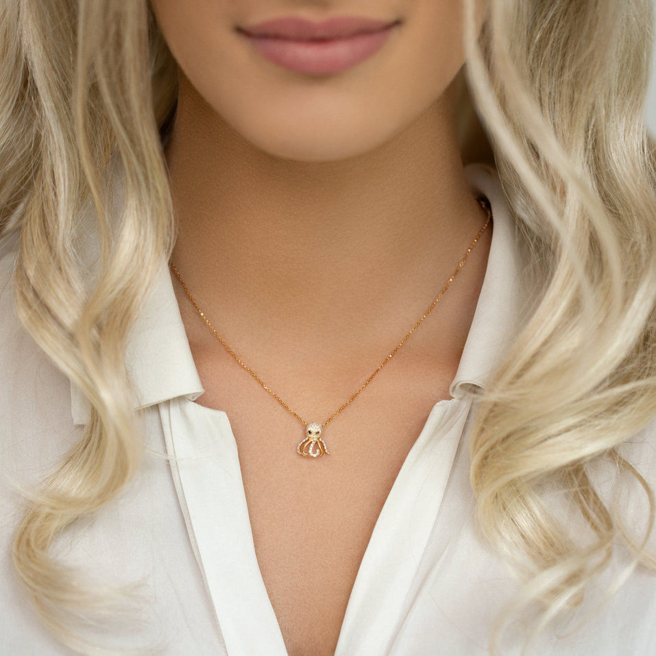 Necklace with black and white diamonds Mister Octopus