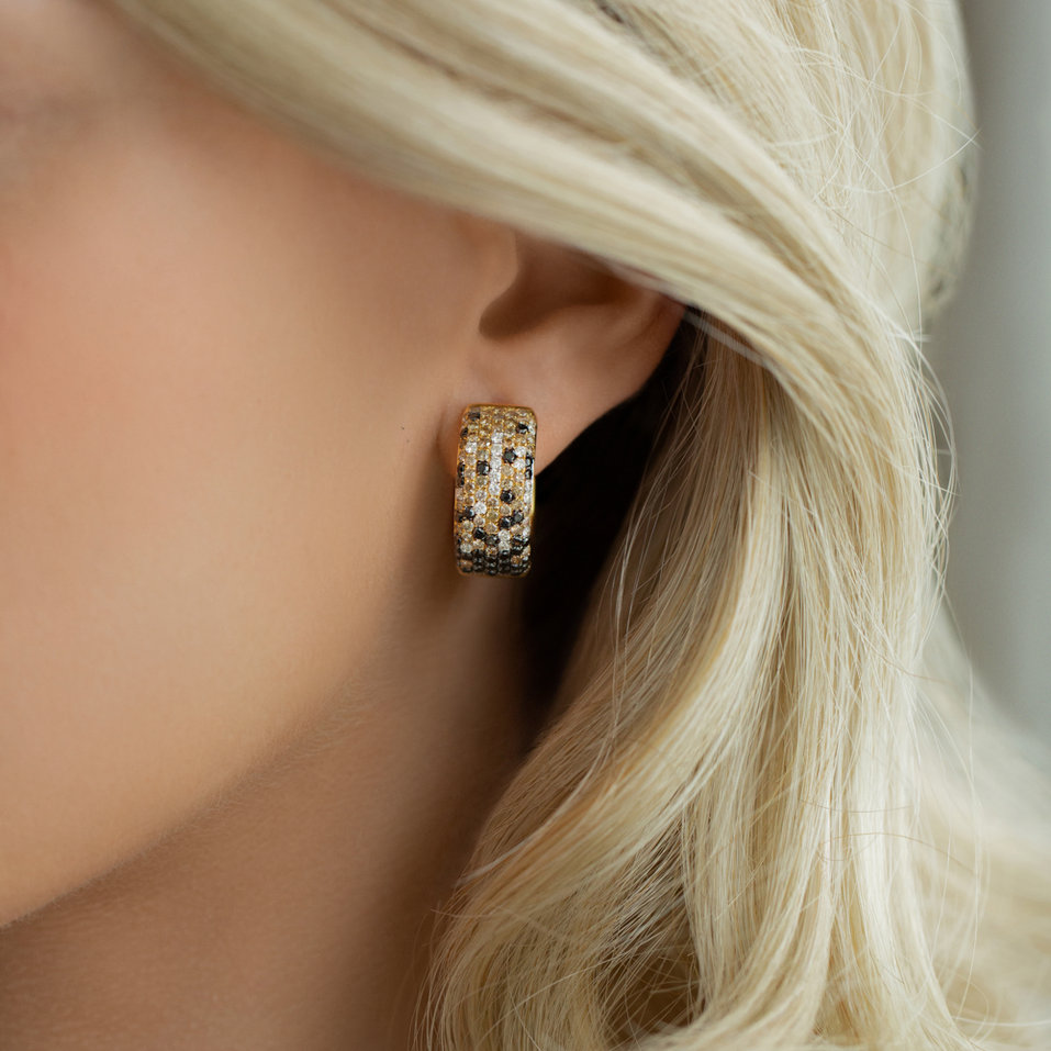 Earrings with white, brown and black diamonds Luella