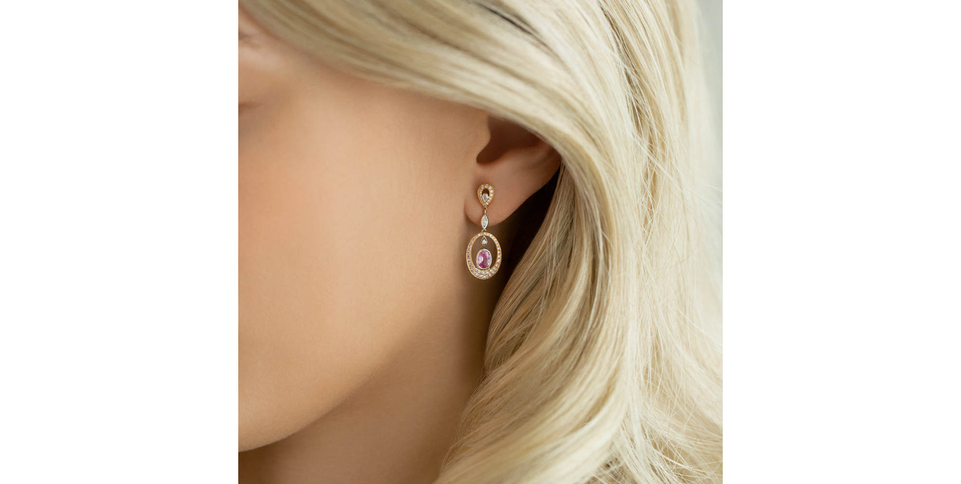 Diamond earrings with Sapphire Romantic Amorie