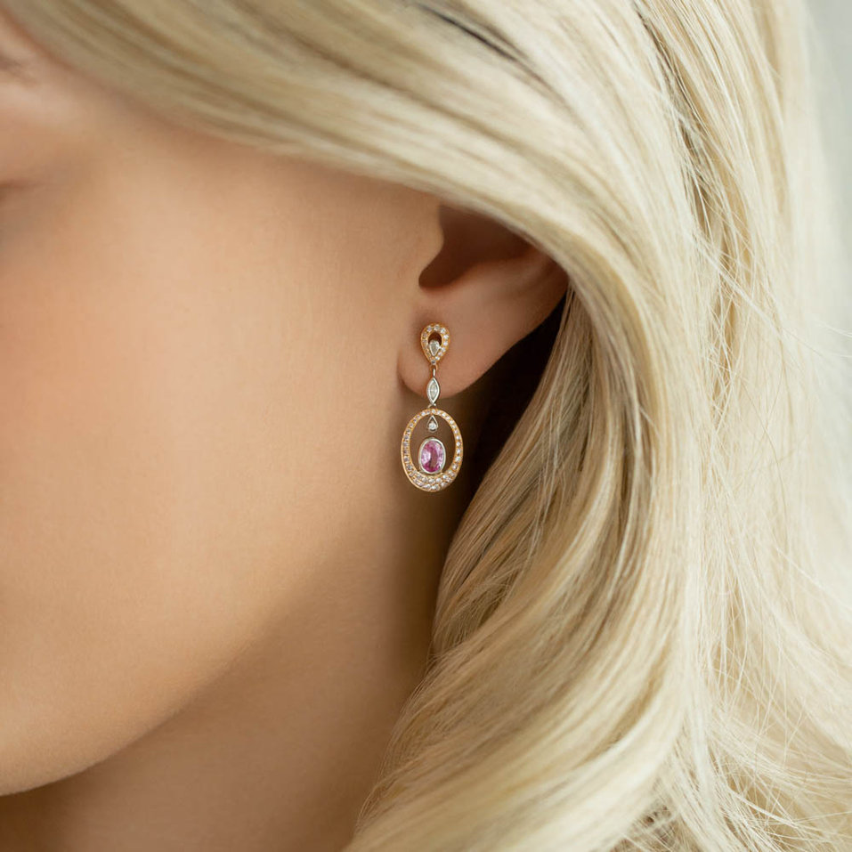 Diamond earrings with Sapphire Romantic Amorie