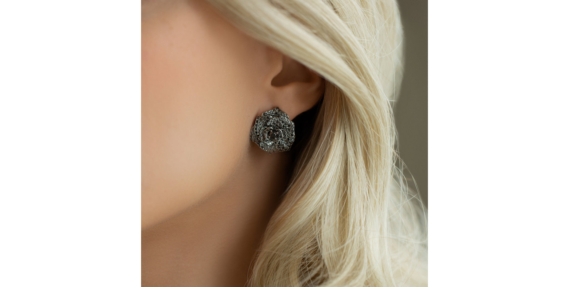 Earrings with black diamonds Witching Rose