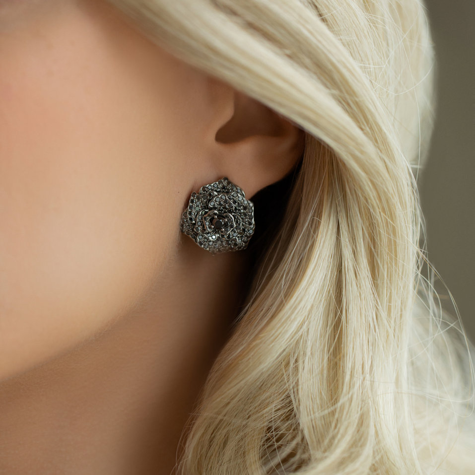 Earrings with black diamonds Witching Rose