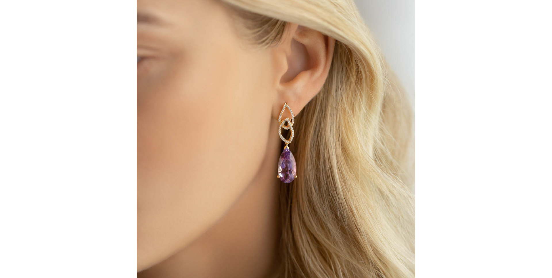 Diamond earrings with Amethyst Fairyland Castle