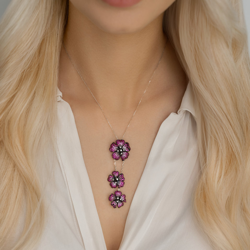 Diamond pendant with Ruby and Sapphire Ardath