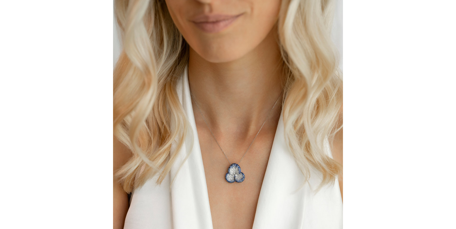 Diamond pendant with Sapphire Bubbles of Spring