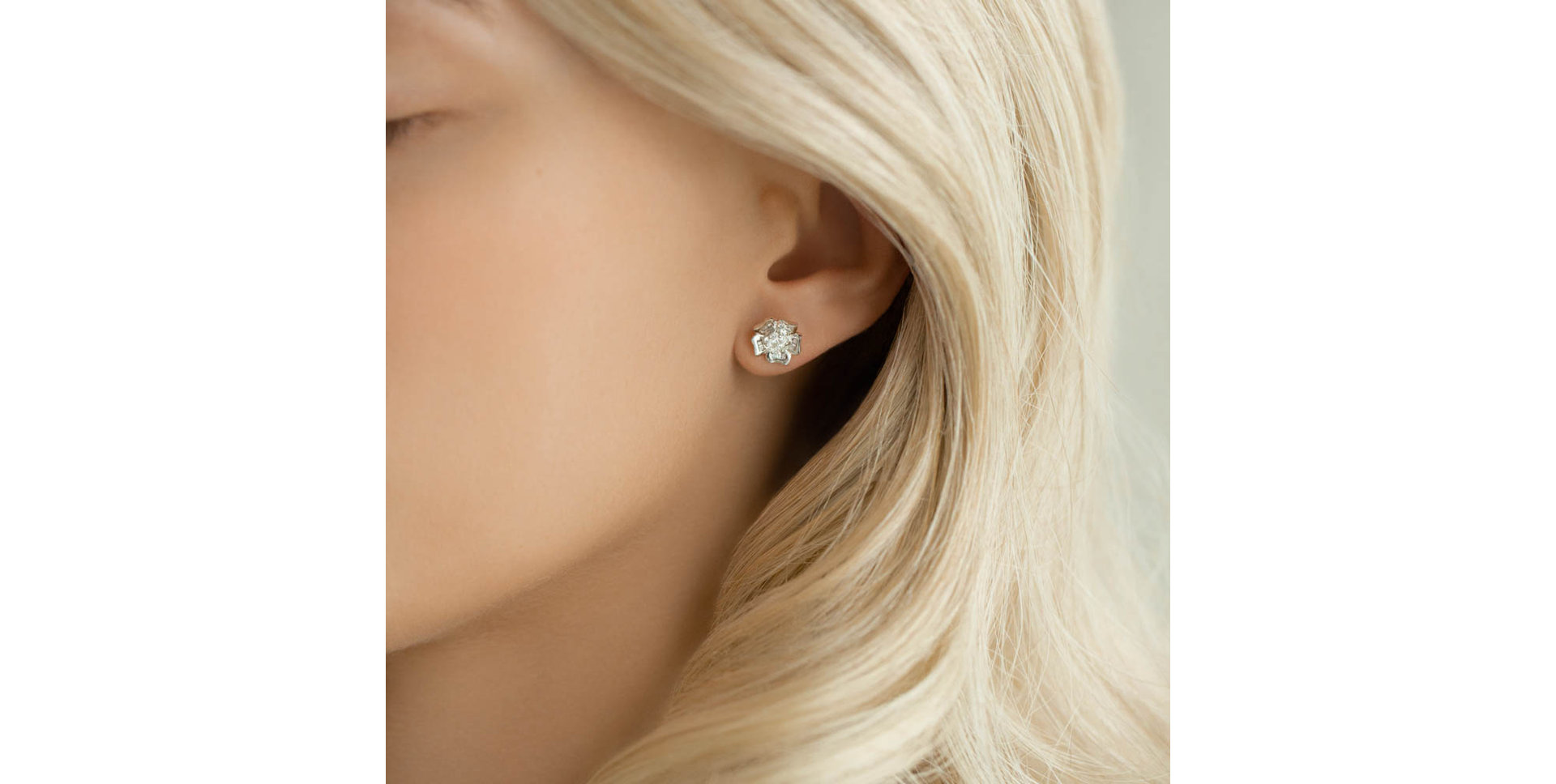 Diamond earrings Shiny Rose Flowers