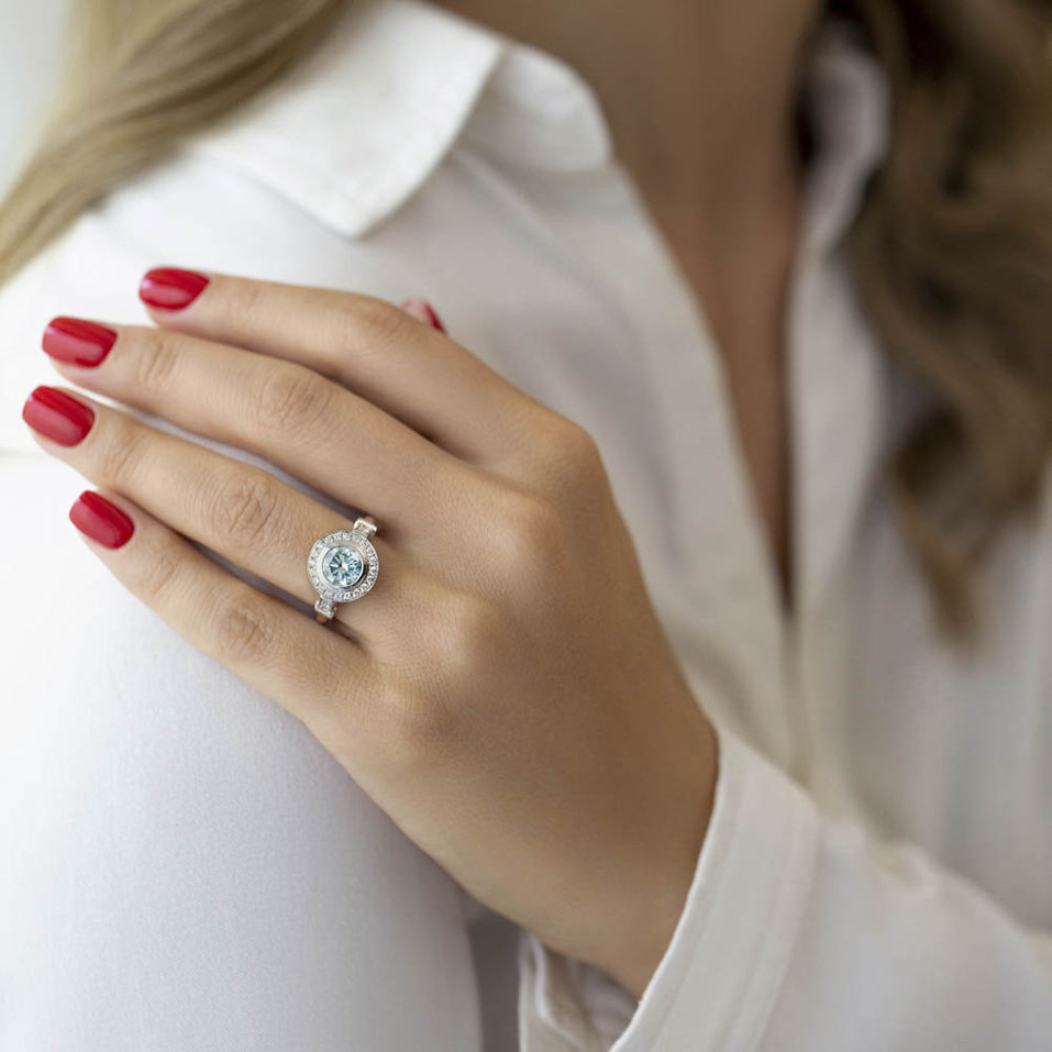 Ring with blue diamonds Fantasy Sky