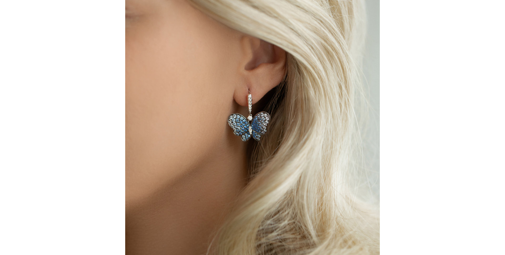 Diamond earrings and Sapphire Sapphire Butterfly