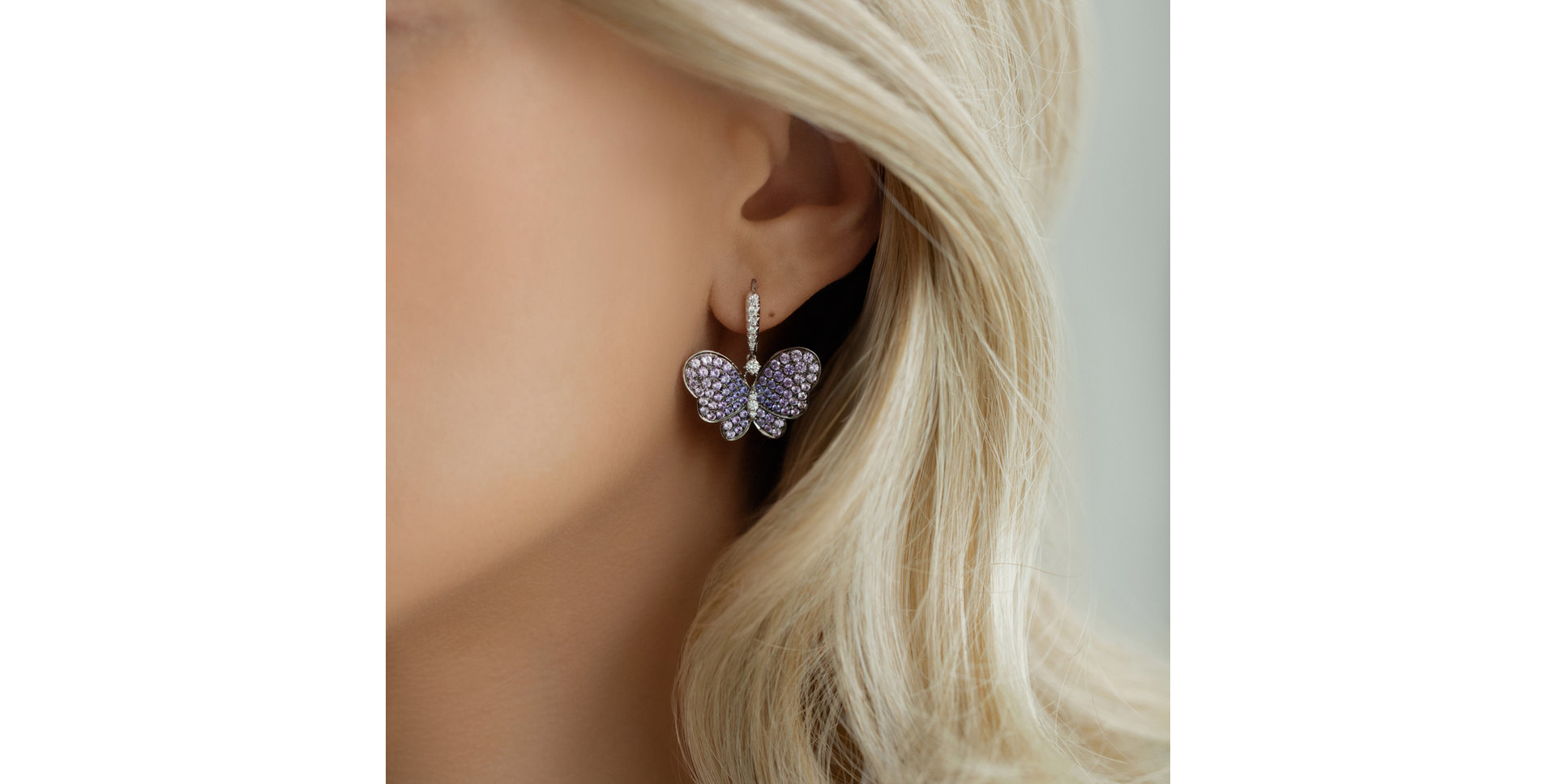Diamond earrings with Sapphire Sapphire Butterfly