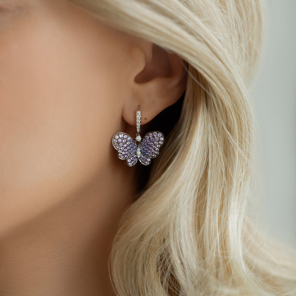 Diamond earrings with Sapphire Sapphire Butterfly