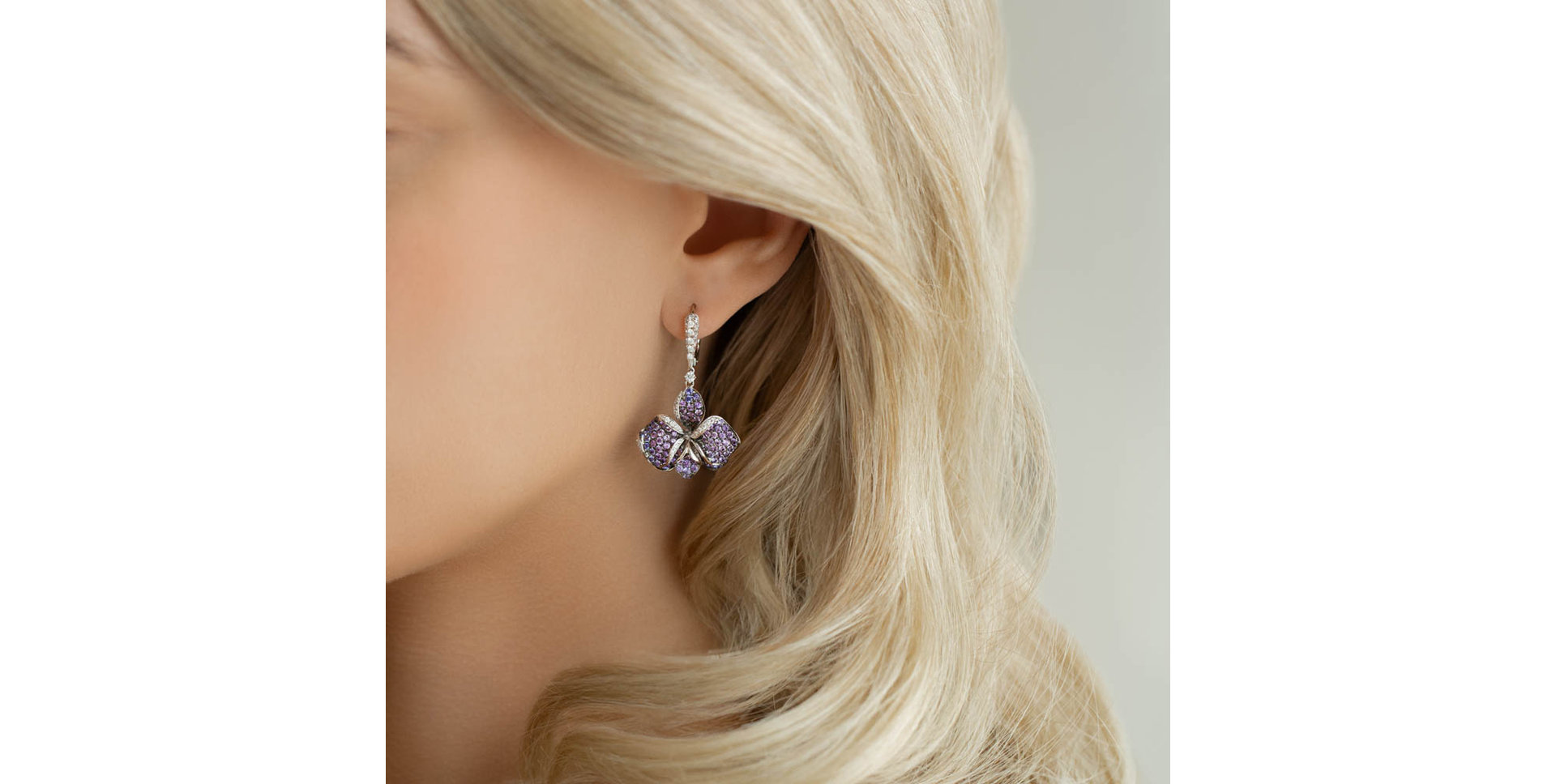 Diamond earrings and Sapphire Iris