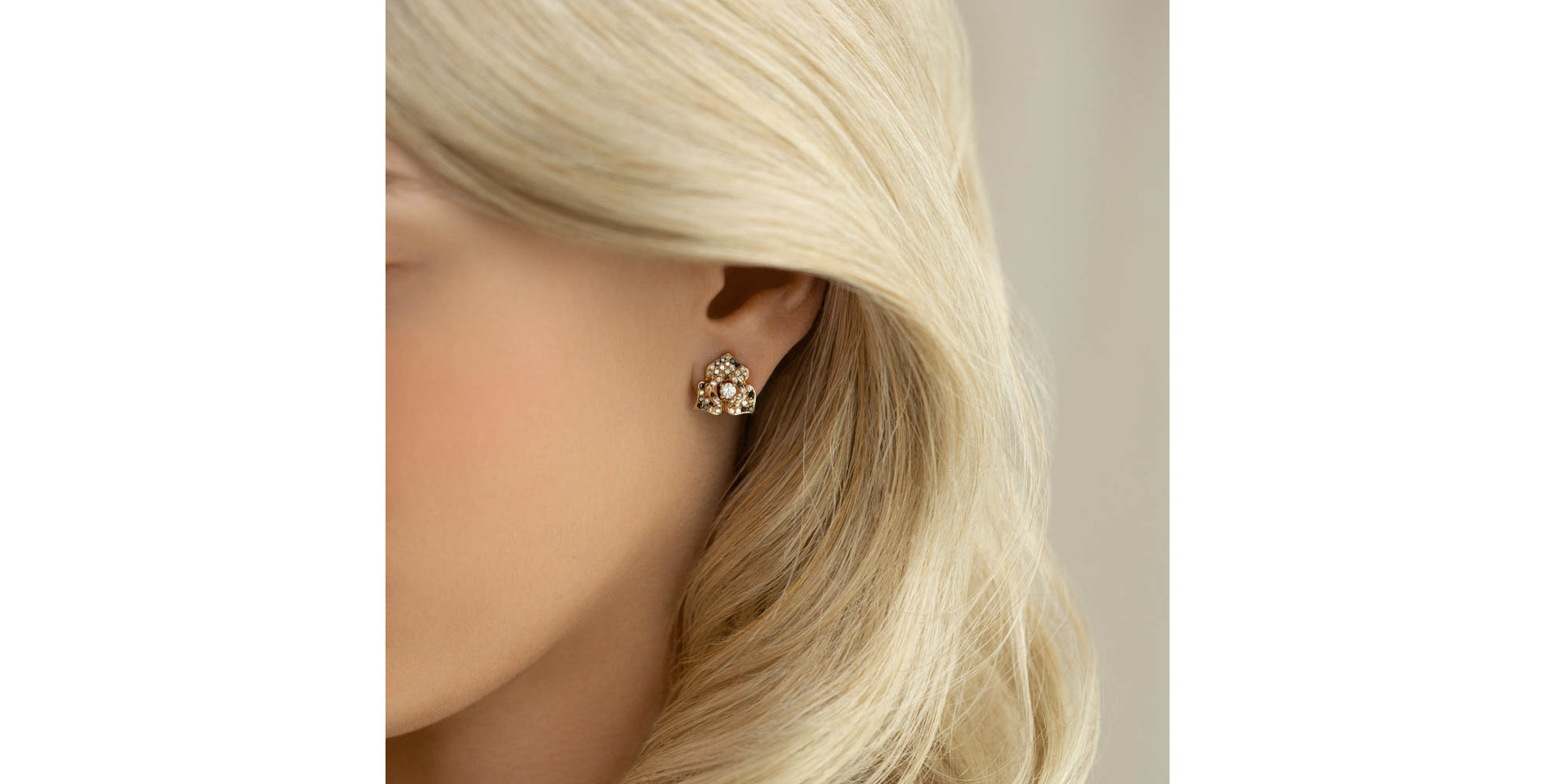 Earrings with white, brown and black diamonds Midnight Orchid