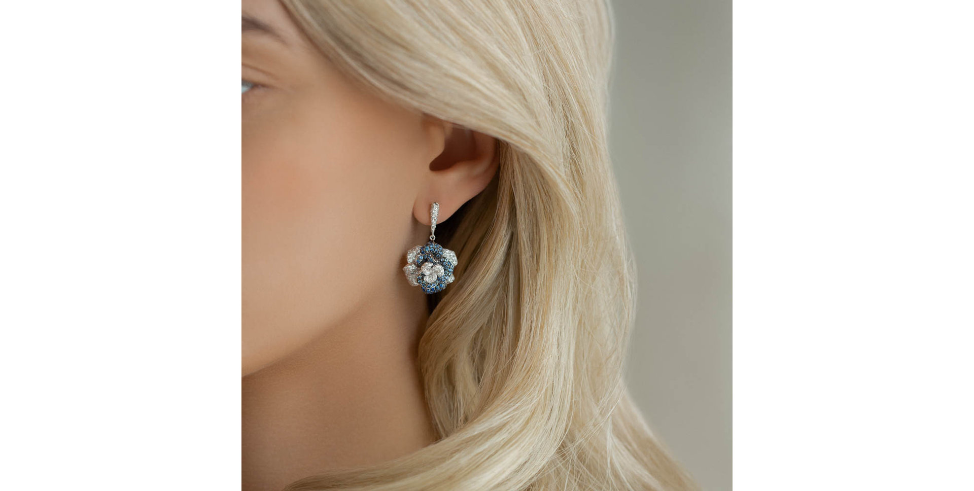 Diamond earrings and Sapphire Charming Unique