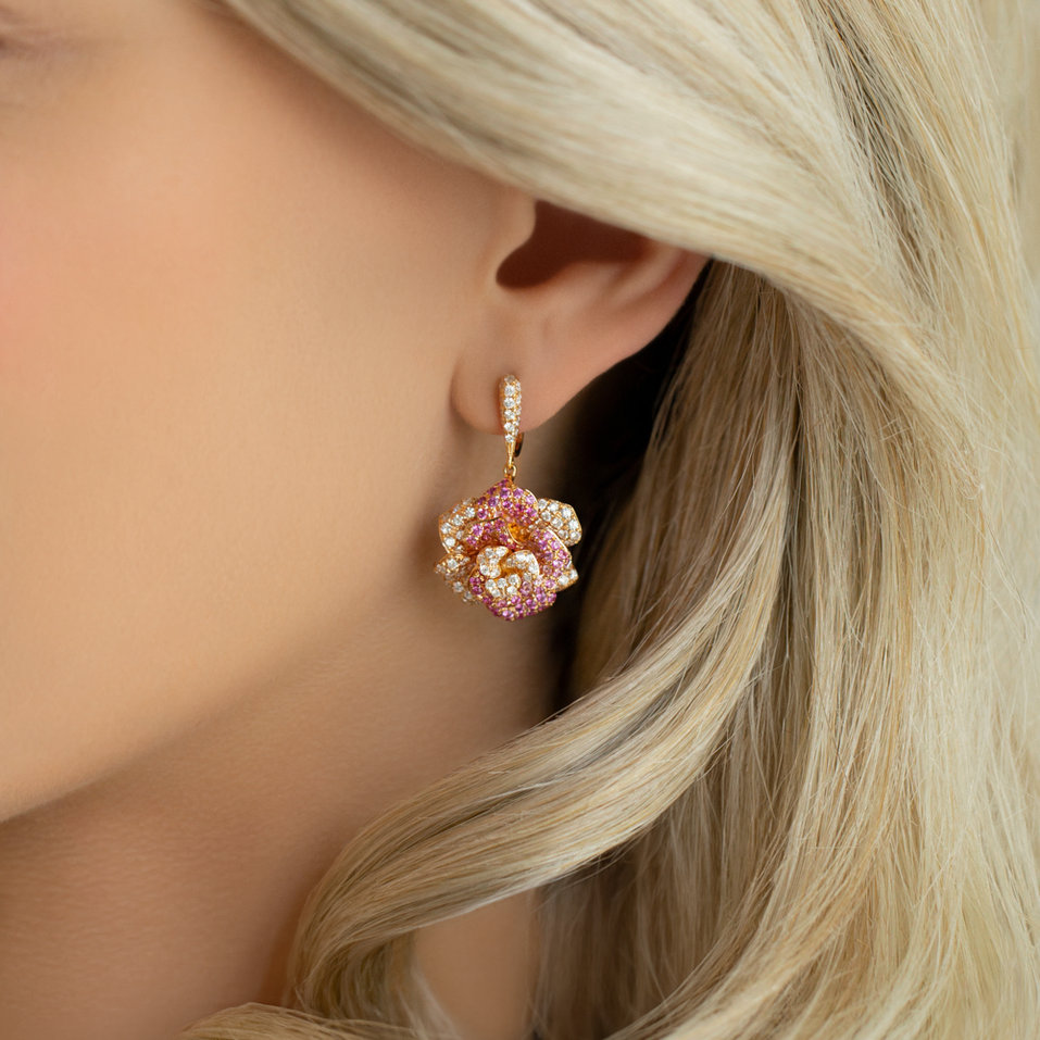 Diamond earrings and Sapphire Charming Unique