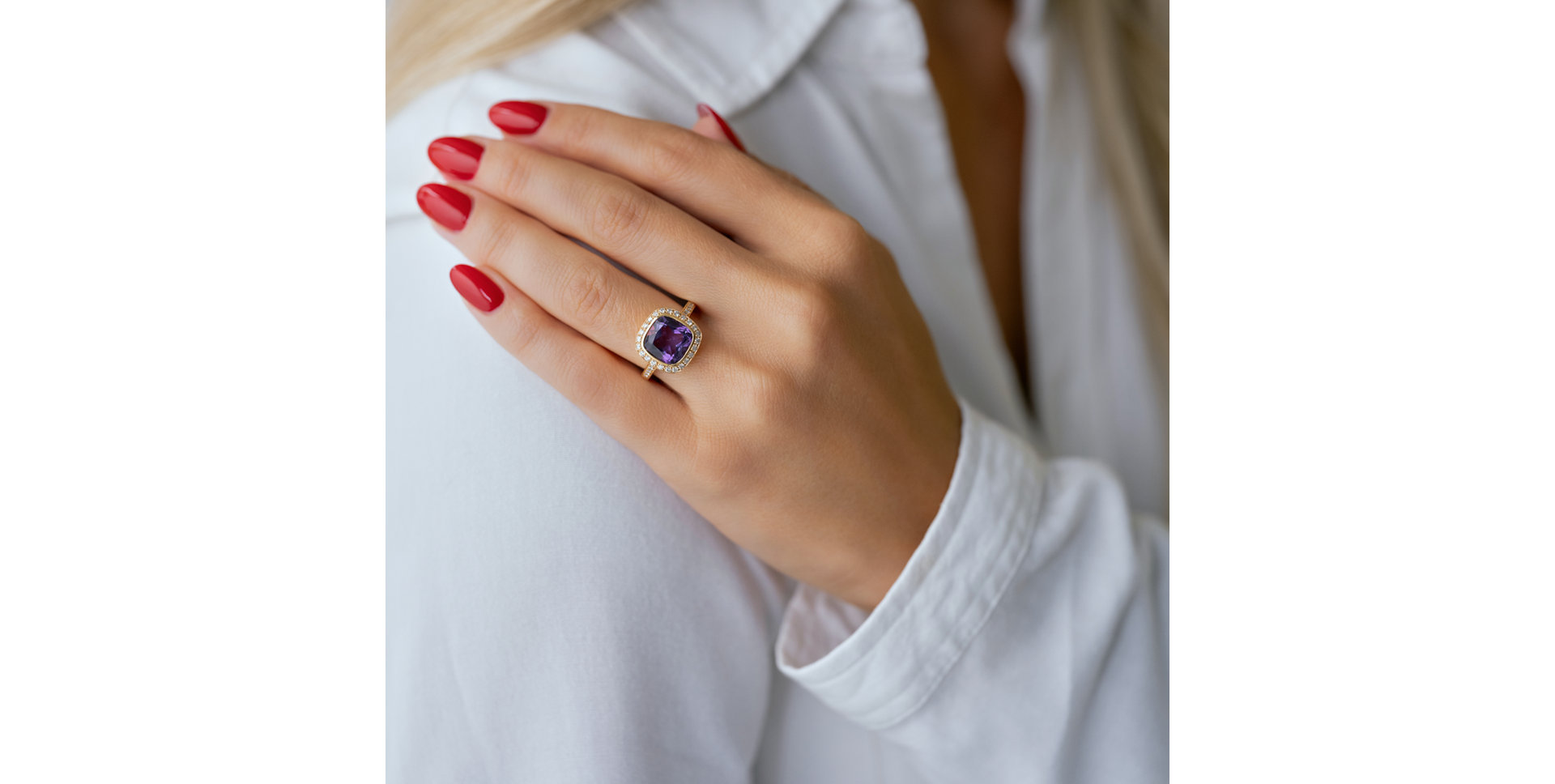 Diamond rings with Amethyst Leilani