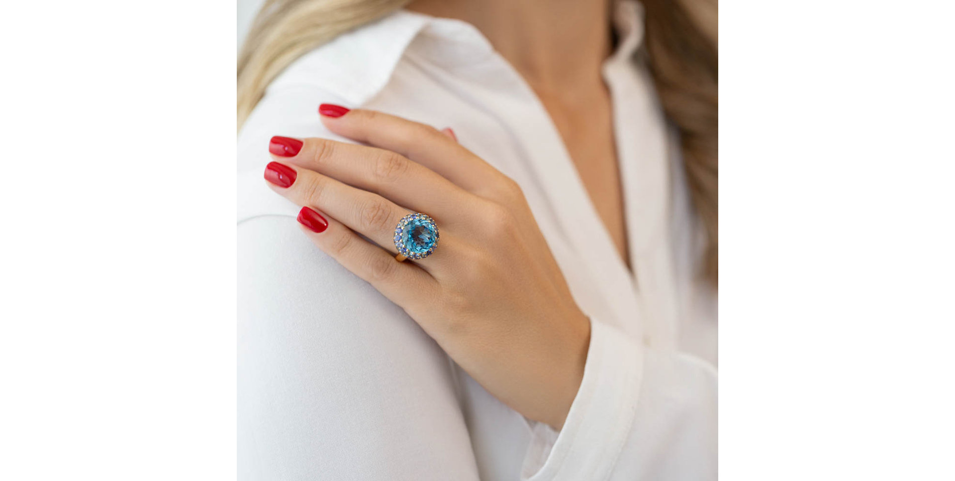 Ring with Sapphire and Topaz Dear Stranger